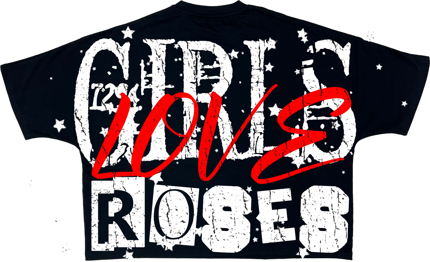 "GIRLS LOVE ROSES" OVERSIZED CROP TOP