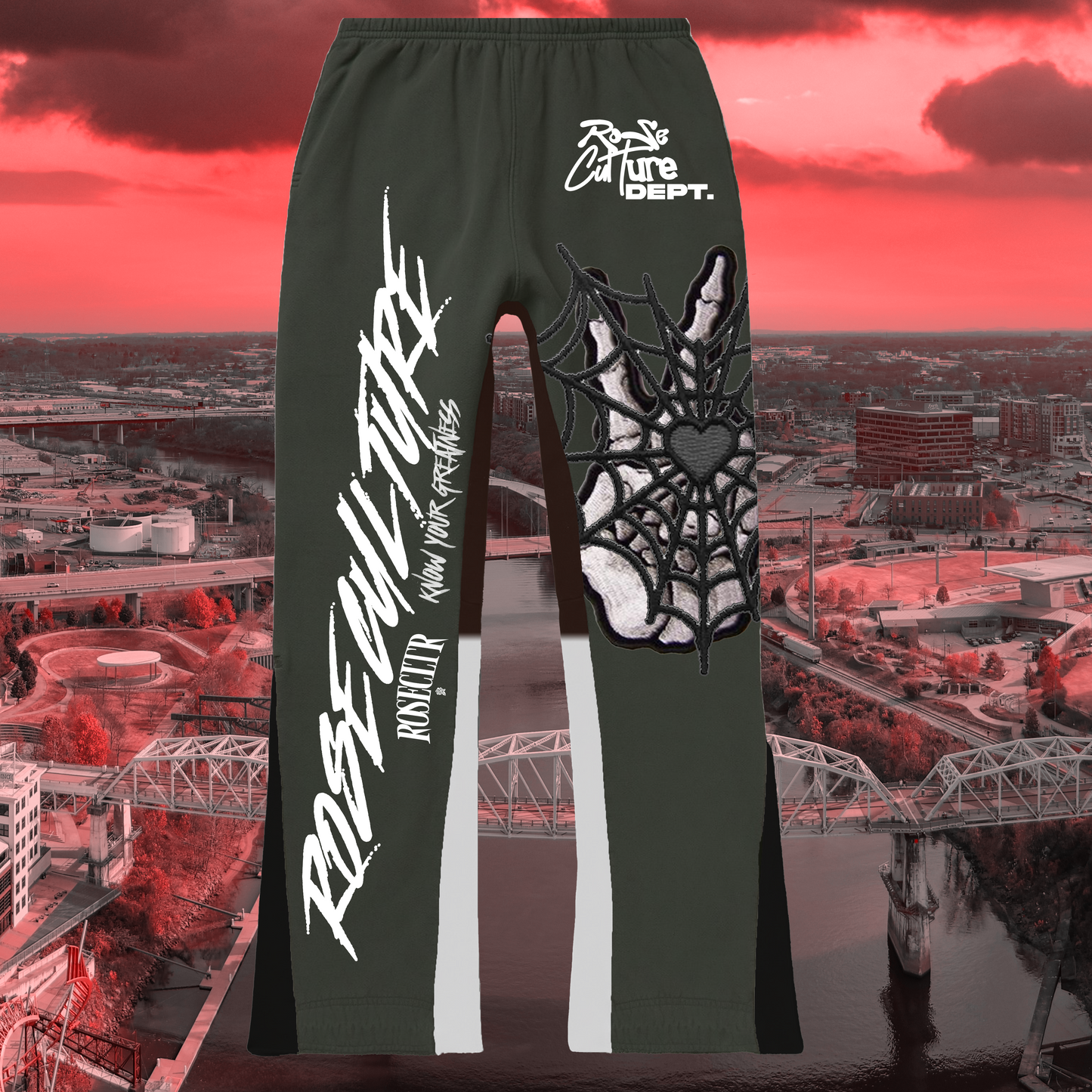 Red stacked 2025 joggers